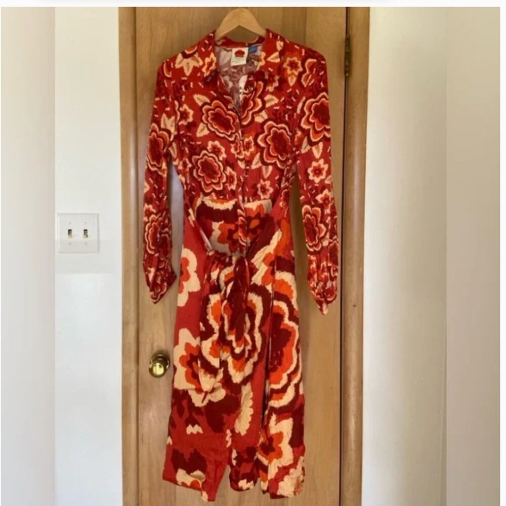FARM Rio for Anthropologie floral shirt dress NWT Size  Medium